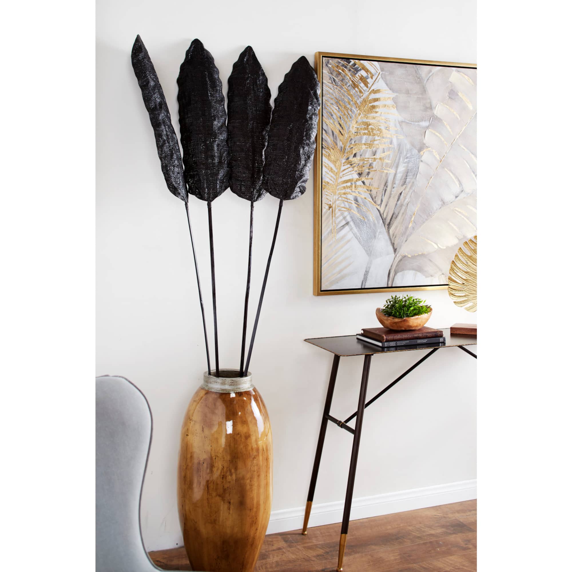 Set of 4" Black Sea Grass Eclectic Natural Foliage, 7" x 78"